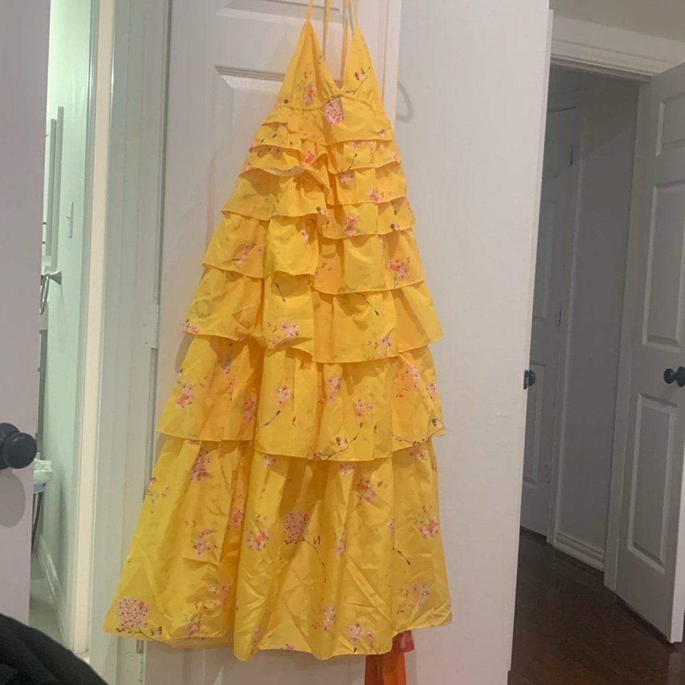 Buddy love yellow long halter dress. Size small